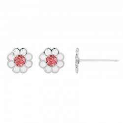 Perçage d'oreilles Inverness fleur rose et blanc, acier inoxydable