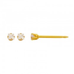 Perçage d'oreilles Inverness Or 750/1000 orné d'un oxyde de zirconium carré griffé 3 mm