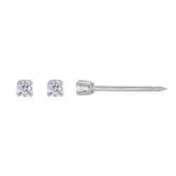Perçage d'oreilles Inverness Or blanc 375/1000 Oxyde de zirconium 2mm serti griffes