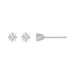 Perçage d'oreilles Inverness Oxyde de zirconium carré serti griffes 3mm sur acier inoxydable