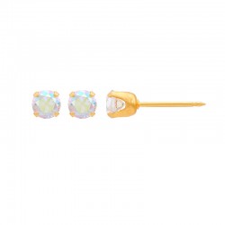 Perçage d'oreilles Inverness oxyde de zirconium couleur boréale 4mm, acier doré à l'or fin