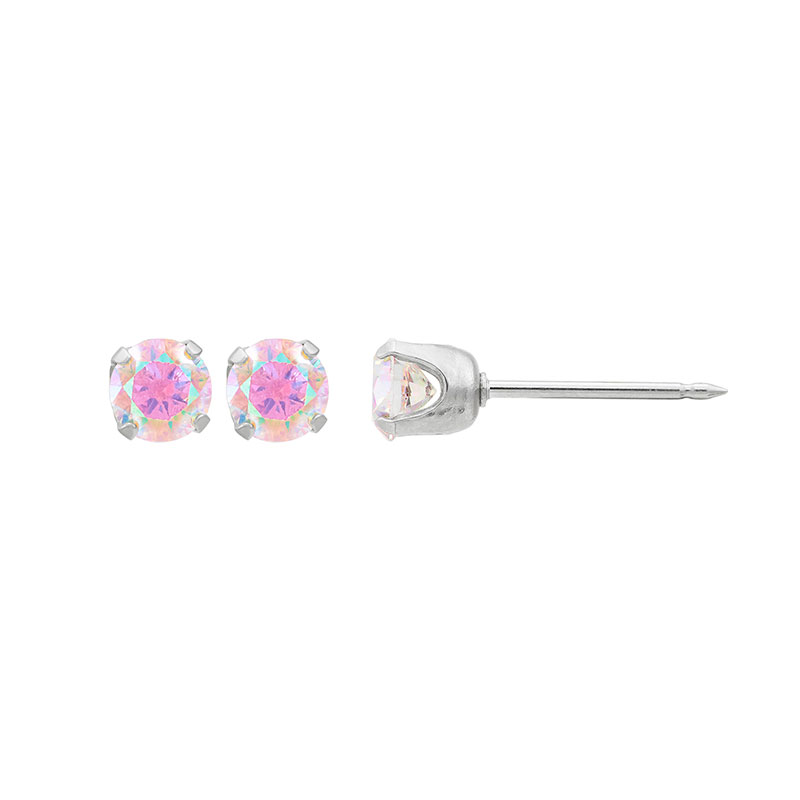 Perçage d'oreilles Inverness oxyde de zirconium couleur boréale 4mm, acier inoxydable
