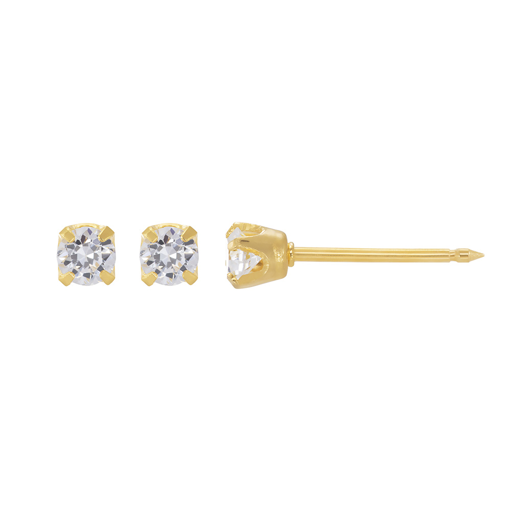 Perçage d'oreilles Inverness Oxyde de zirconium 3mm acier doré à l'or fin