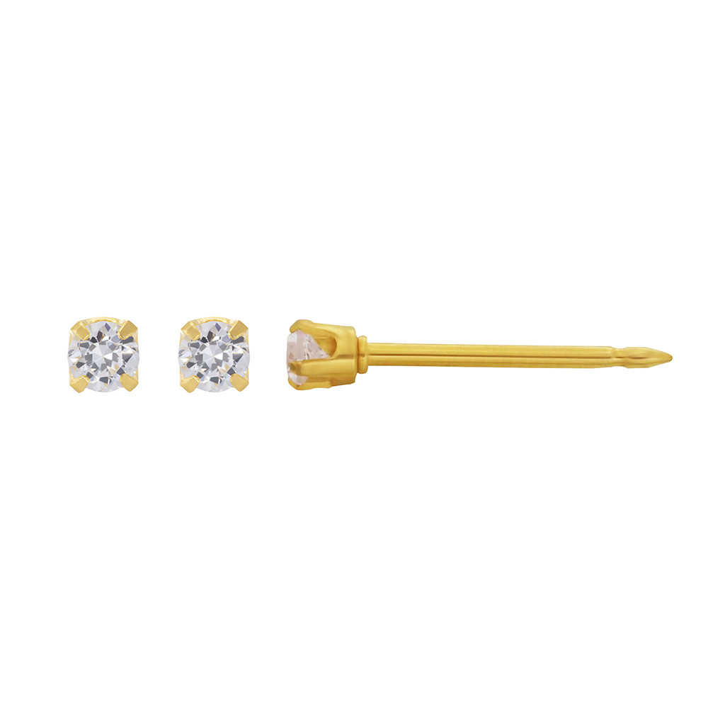 Perçage d'oreilles Inverness Oxyde de zirconium 2mm acier doré à l'or fin