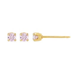 Perçage d'oreilles Inverness Oxyde de zirconium rose pâle 3mm acier doré à l'Or fin