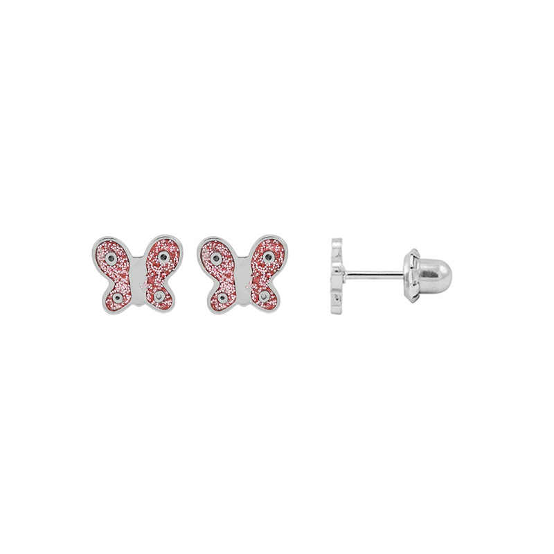 Perçage d'oreilles Inverness Papillon rose en acier inoxydable