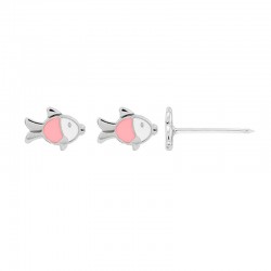 Perçage d'oreilles Inverness poisson rose et blanc, acier inoxydable