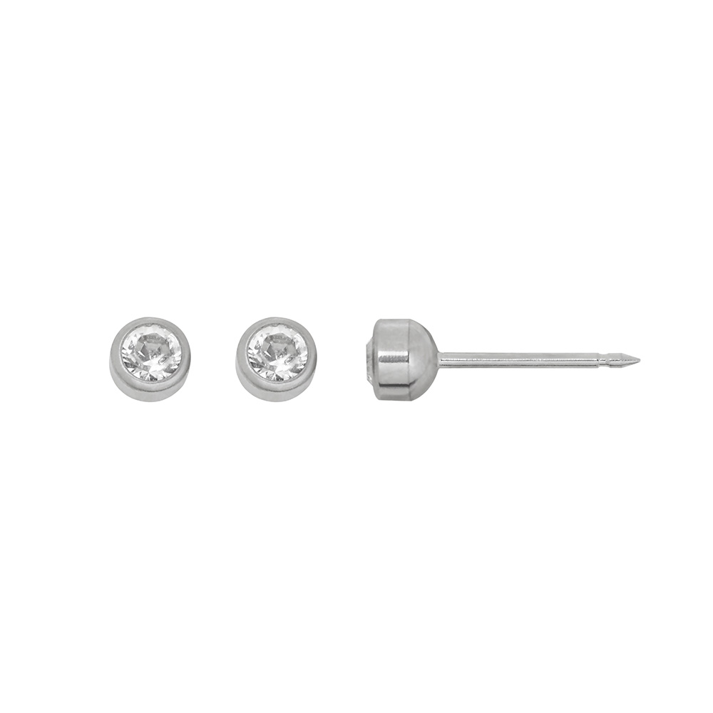 Perçage d'oreilles Inverness titane orné de cristaux blancs sertis clos 4mm