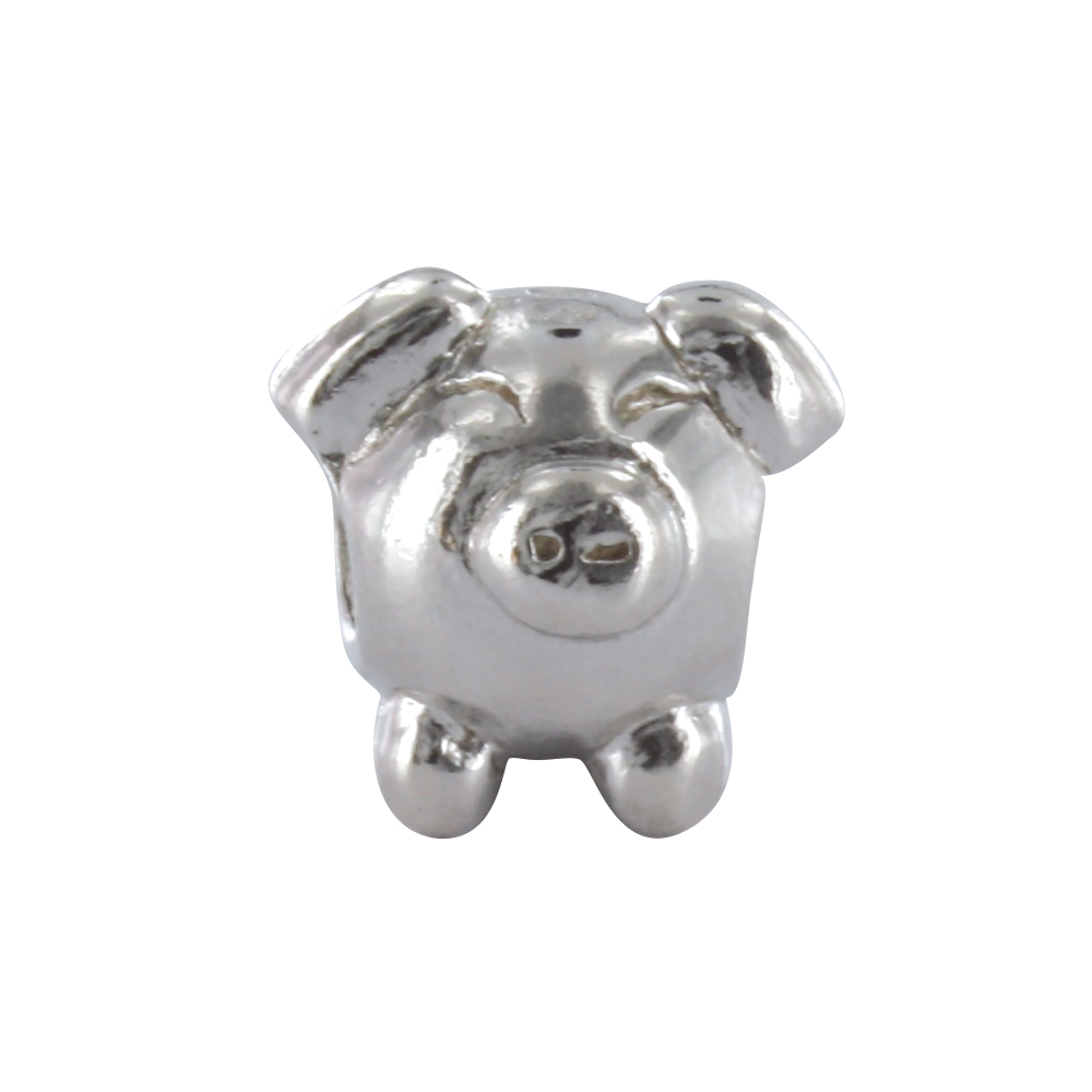 Perle Animal des prés en argent 925/1000 rhodié - Le Cochon