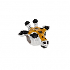 Perle Animal sauvage argent 925/1000 rhodié - Girafe laqué