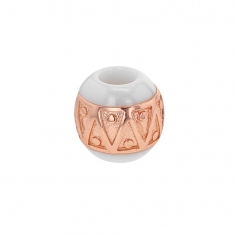 Perle blanche en céramique et argent 925/1000 doré rose - triangles