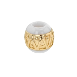 Perle blanche en céramique et argent 925/1000 doré rose - triangles