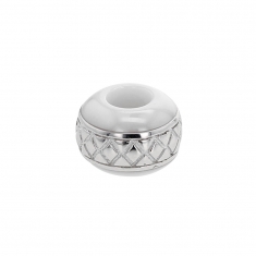 Perle blanche en céramique et argent 925/1000 rhodié - losanges