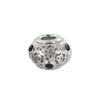 Perle cardinale en argent 925/1000 rhodié ornée de cristaux de Swarovski® noirs