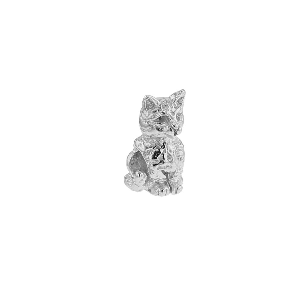 Perle Chat en argent 925/1000 rhodié - Chat
