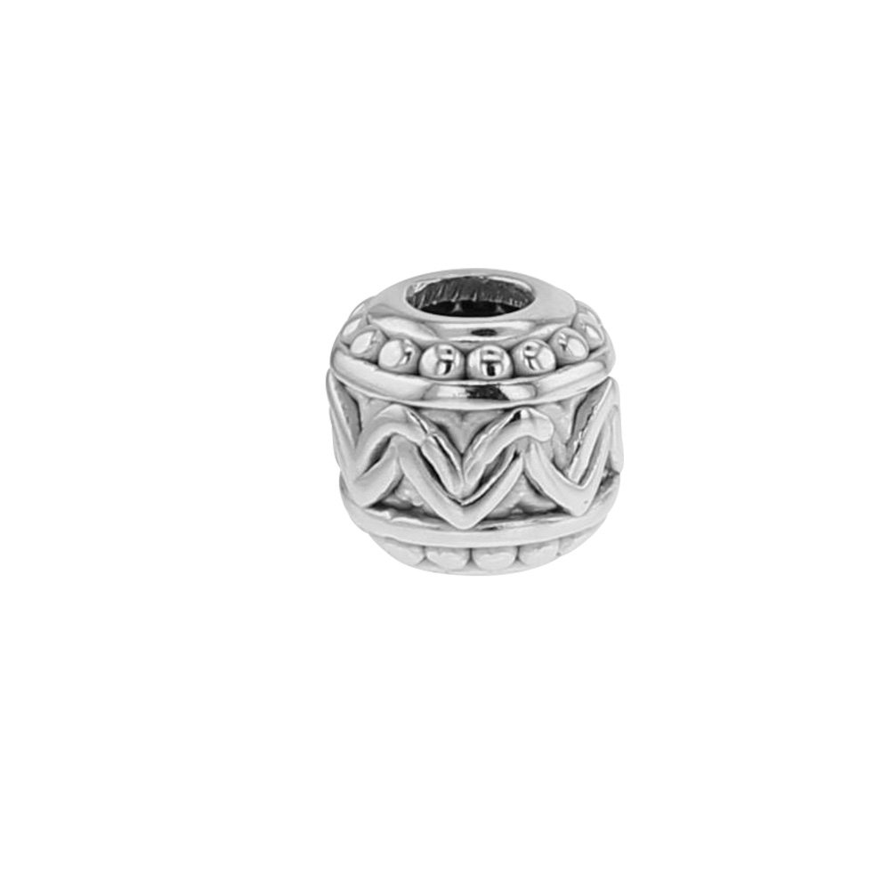 Perle Classique en argent 925/1000 rhodié - motifs triangles et boules