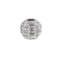 Perle de pluie laquée blanche ornée de cristaux de Swarovski® en argent 925/1000 rhodié