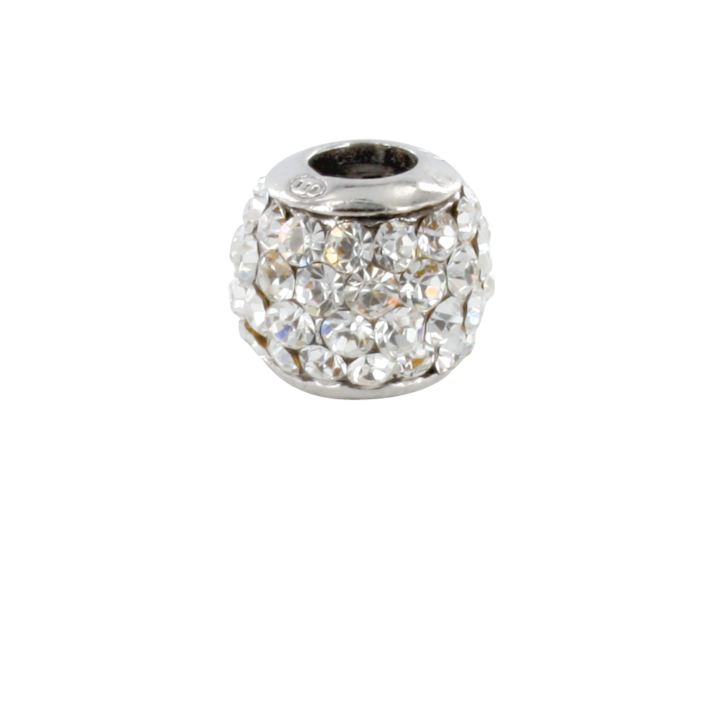 Perle Empierrée en argent 925/1000 rhodié ornée de cristaux de Swarovski® blancs