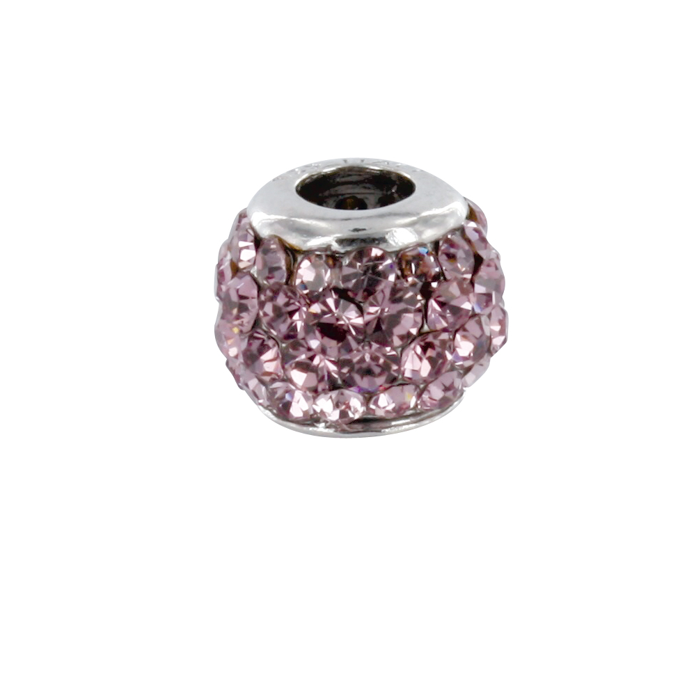 Perle Empierrée en argent 925/1000 rhodié ornée de cristaux de Swarovski® mauves