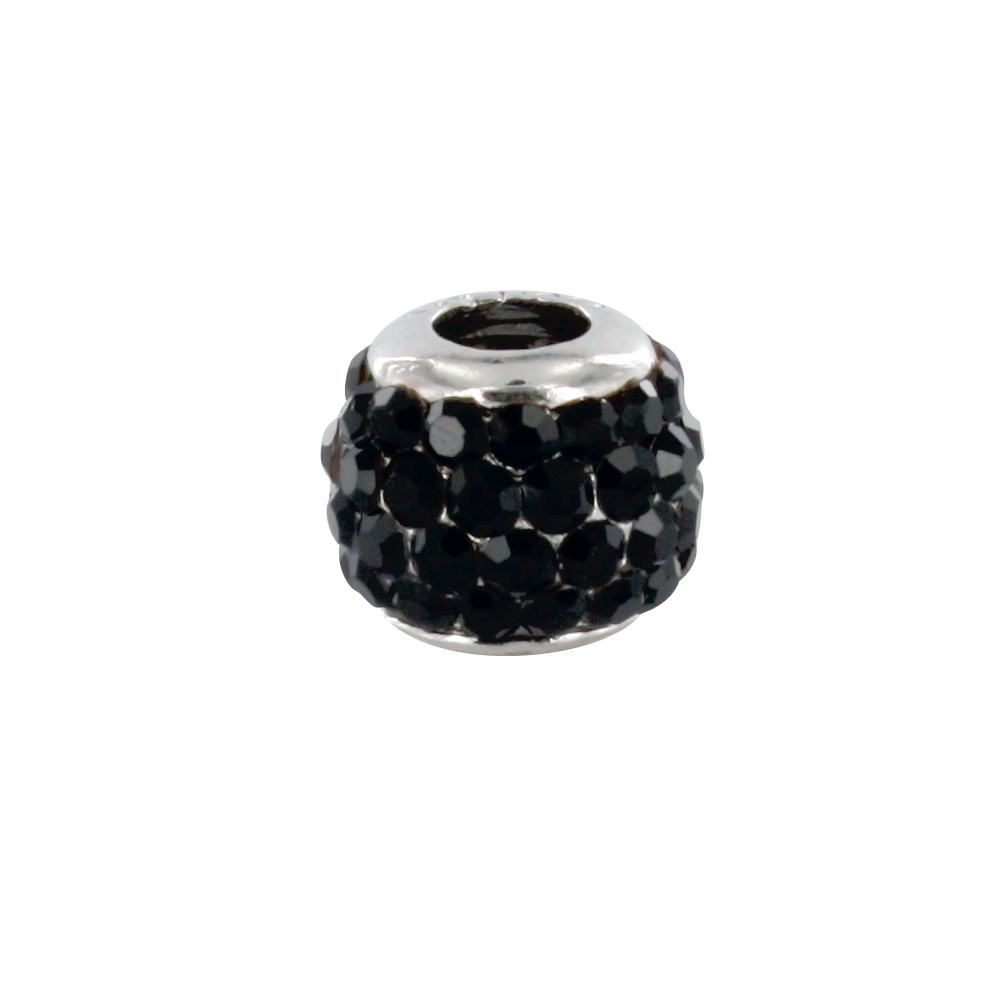 Perle Empierrée en argent 925/1000 rhodié ornée de cristaux de Swarovski® noirs