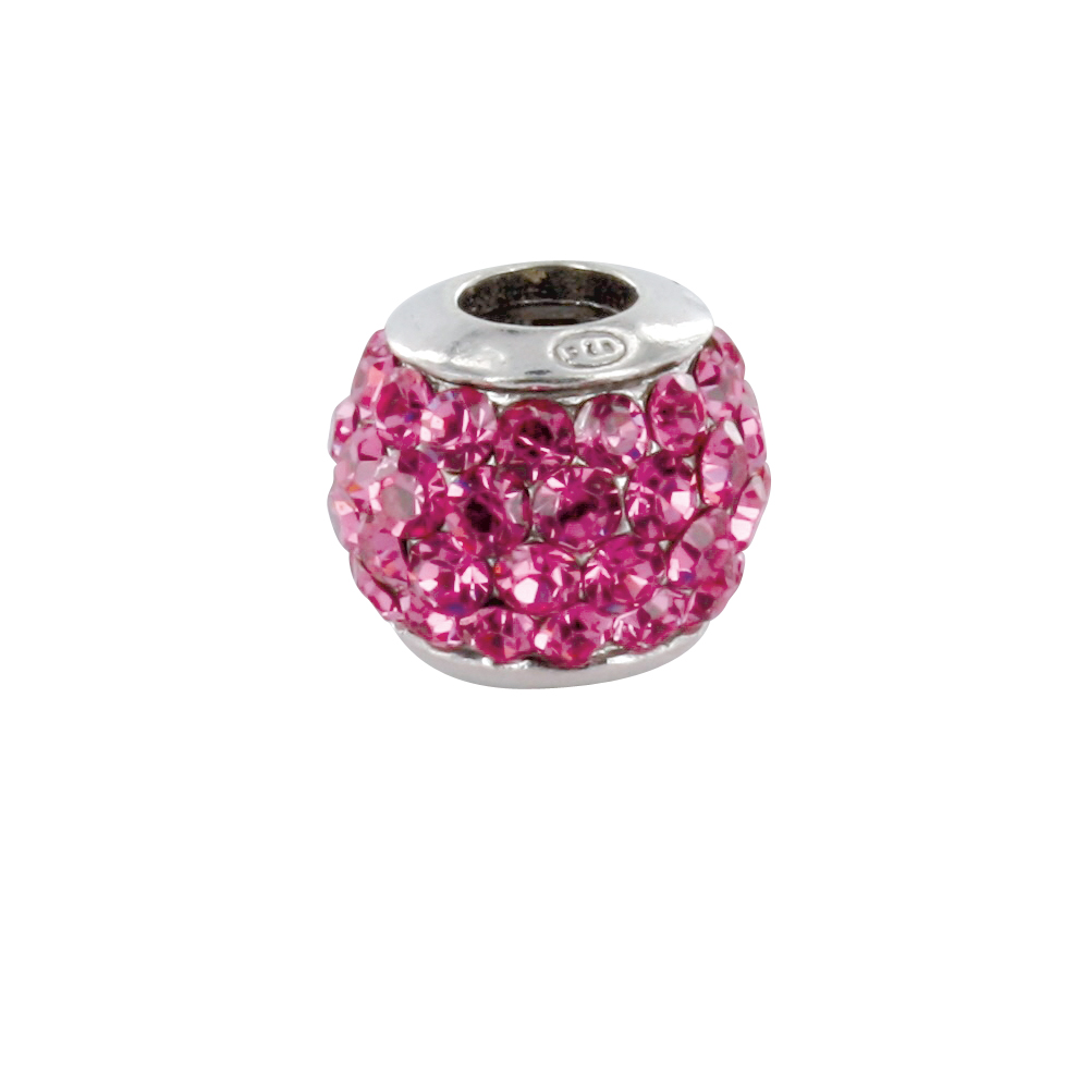 Perle Empierrée en argent 925/1000 rhodié ornée de cristaux de Swarovski® roses