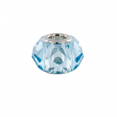 Perle Facetée et argent 925/1000 rhodié ornée de cristaux de Swarovski® bleue