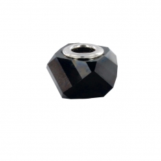 Perle Facetée et argent 925/1000 rhodié ornée de cristaux de Swarovski® noir