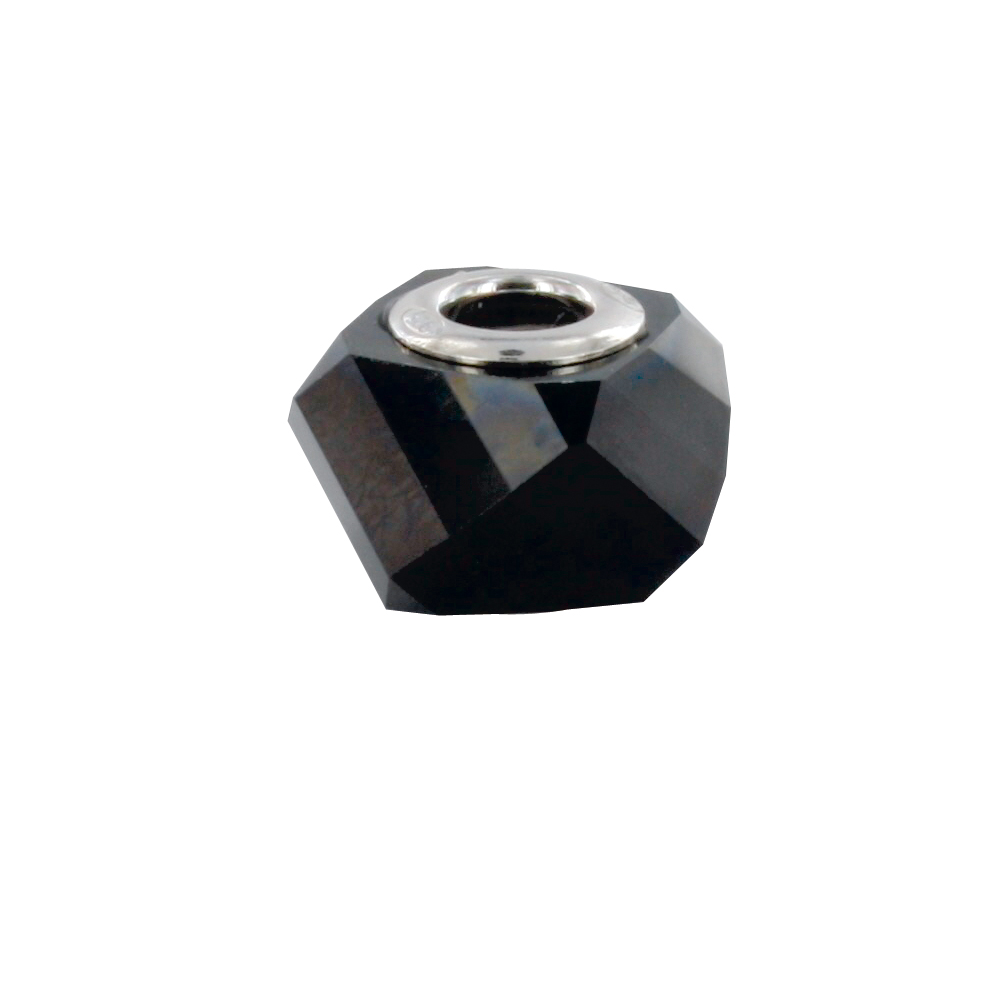 Perle Facetée et argent 925/1000 rhodié ornée de cristaux de Swarovski® noir