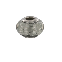Perle Feuille d'argent argent 925/1000 rhodié - verre de Murano gris