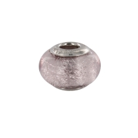 Perle Feuille d'argent argent 925/1000 rhodié - verre de Murano rose