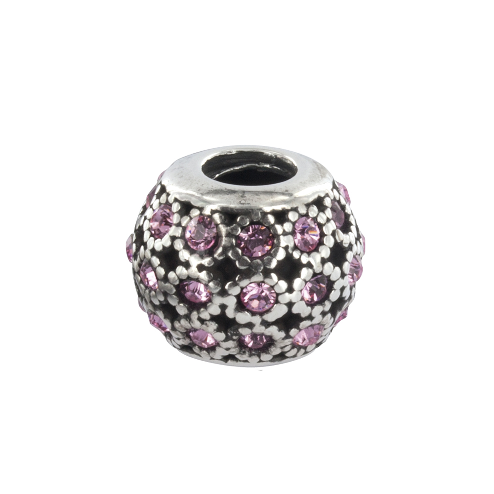 Perle Florentine en argent 925/1000 rhodié ornée de cristaux de Swarovski® roses