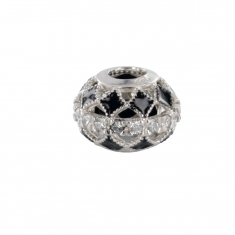 Perle L'Orientale en argent 925/1000 rhodié - émail noir et oxydes de zirconium blancs
