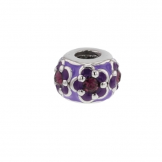 Perle Les Fleurs laquée violet et mauve ornée de cristaux de Swarovski® et argent 925/1000 rhodié