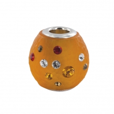 Perle Lunaire avec argent 925/1000 rhodié et résine orange ornée de cristaux de Swarovski®