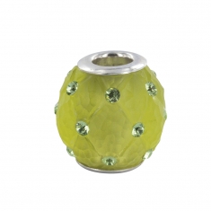 Perle Lunaire avec argent 925/1000 rhodié et résine verte ornée de cristaux de Swarovski®
