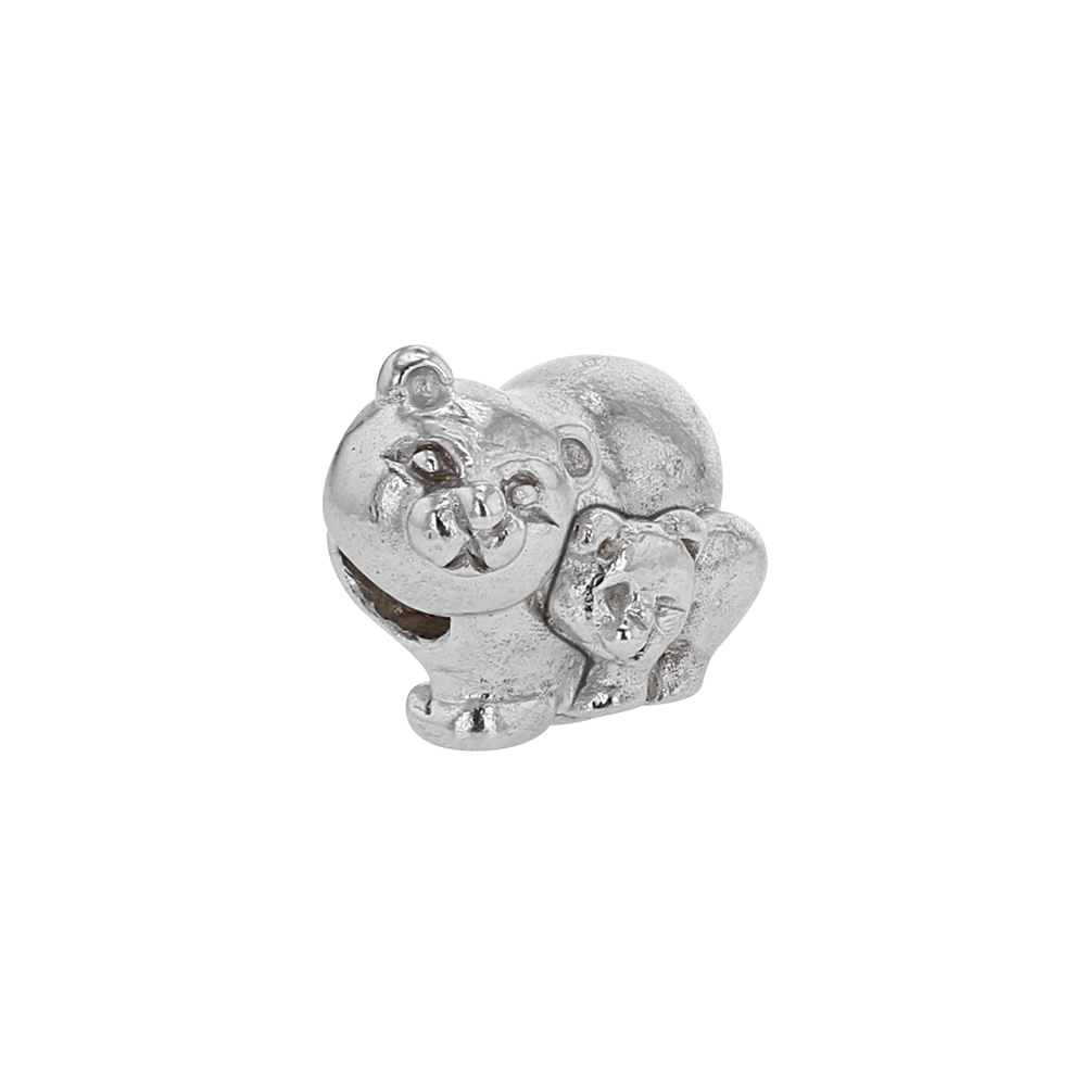 Perle Naissance en argent 925/1000 rhodié - L'Ours et son ourson