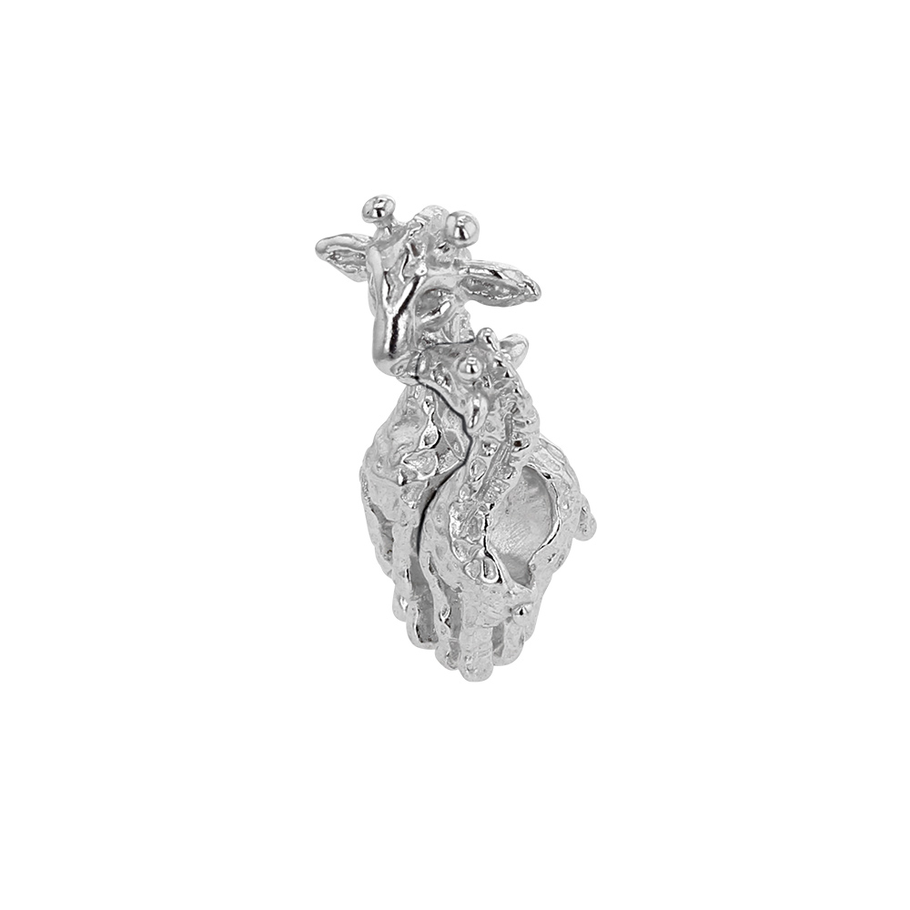 Perle Naissance en argent 925/1000 rhodié - La Girafe et son girafon