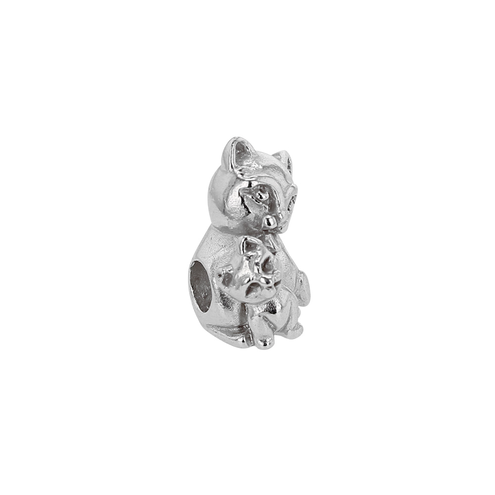 Perle Naissance en argent 925/1000 rhodié - Le Chat et son chaton