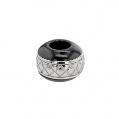 Perle noire en céramique et argent 925/1000 rhodié - losanges