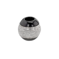Perle noire en céramique et argent 925/1000 rhodié- motif granité