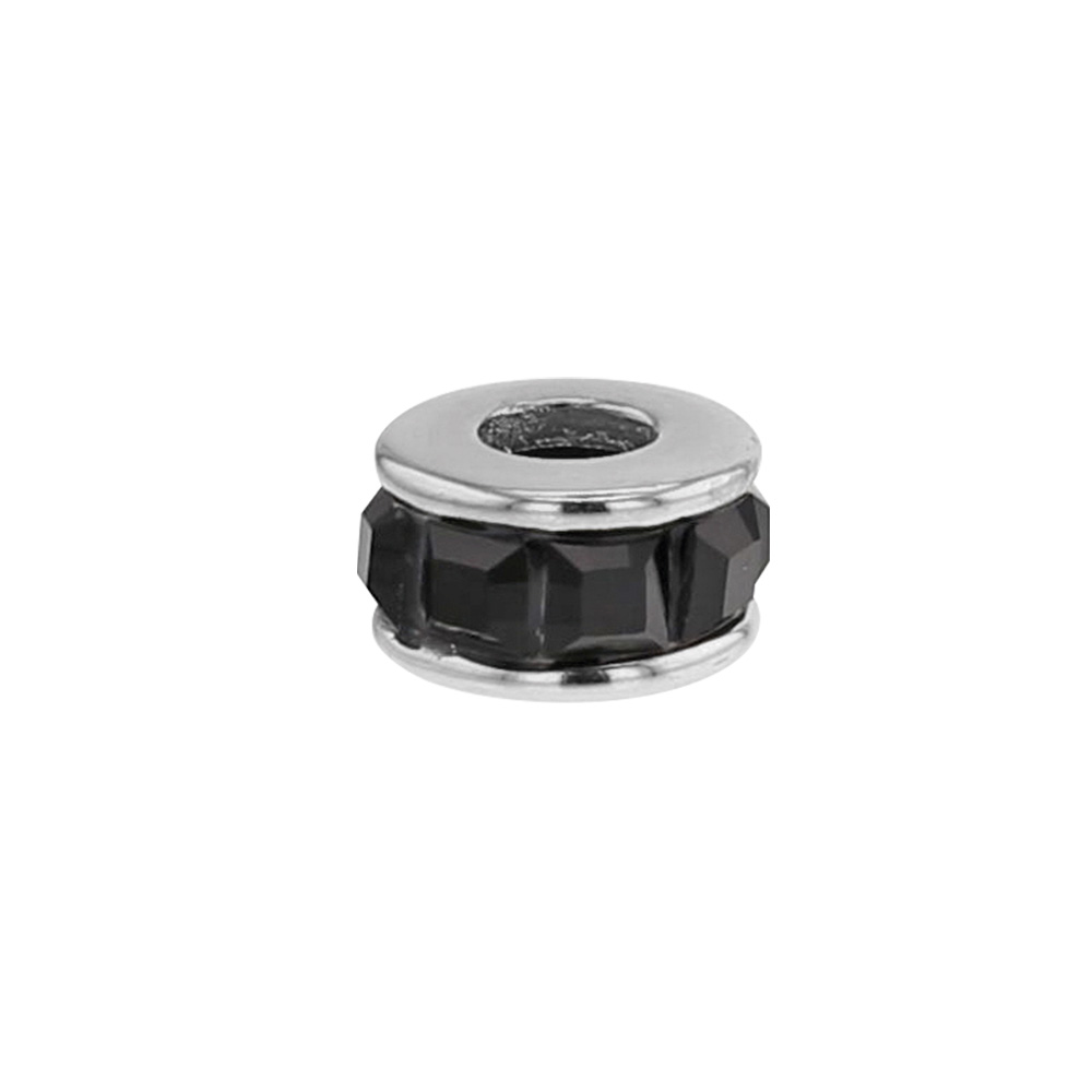 Perle Ordonnée en argent 925/1000 rhodié - oxydes de zirconium noirs