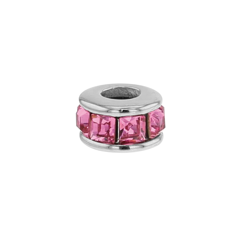 Perle Ordonnée en argent 925/1000 rhodié - oxydes de zirconium roses