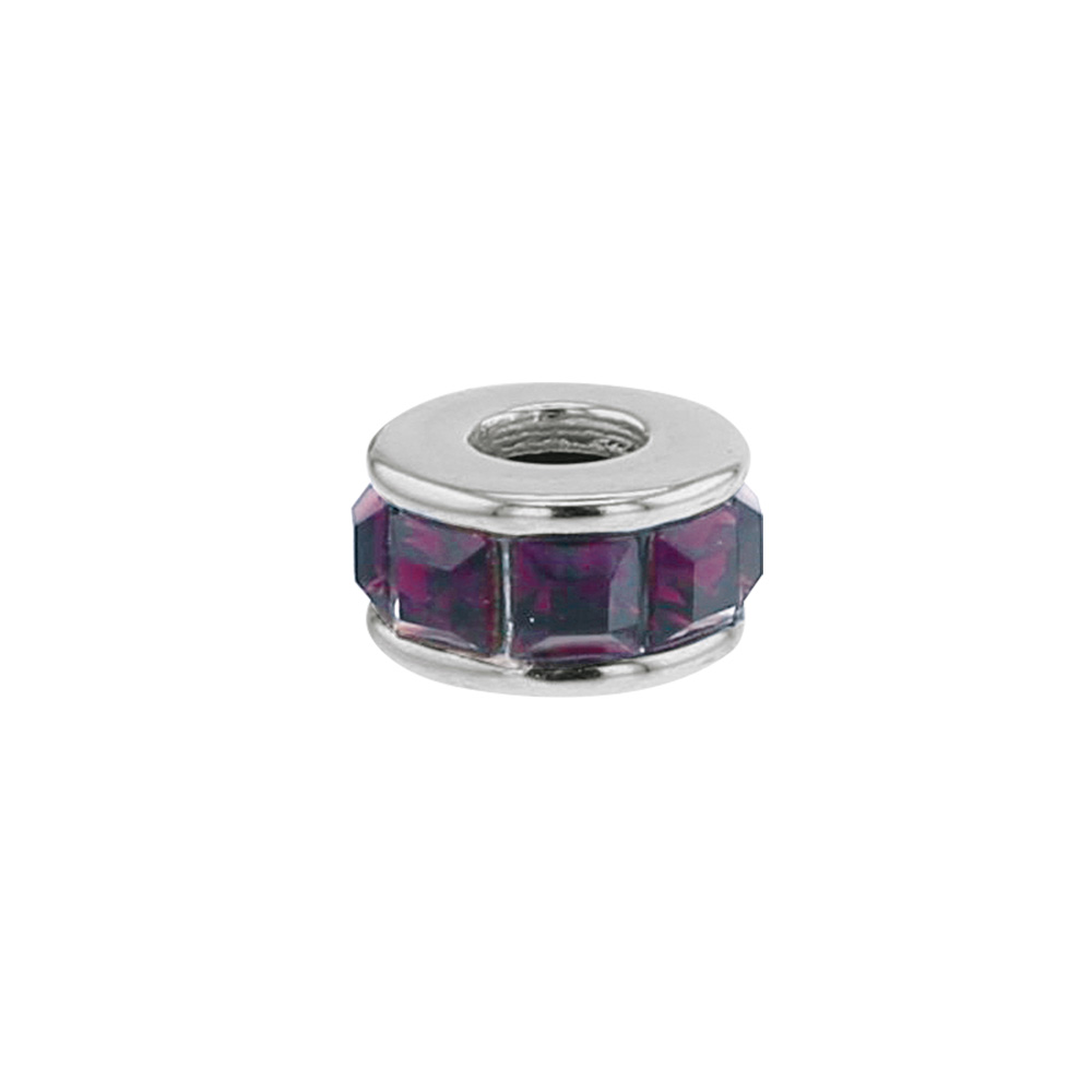 Perle Ordonnée en argent 925/1000 rhodié - oxydes de zirconium violets