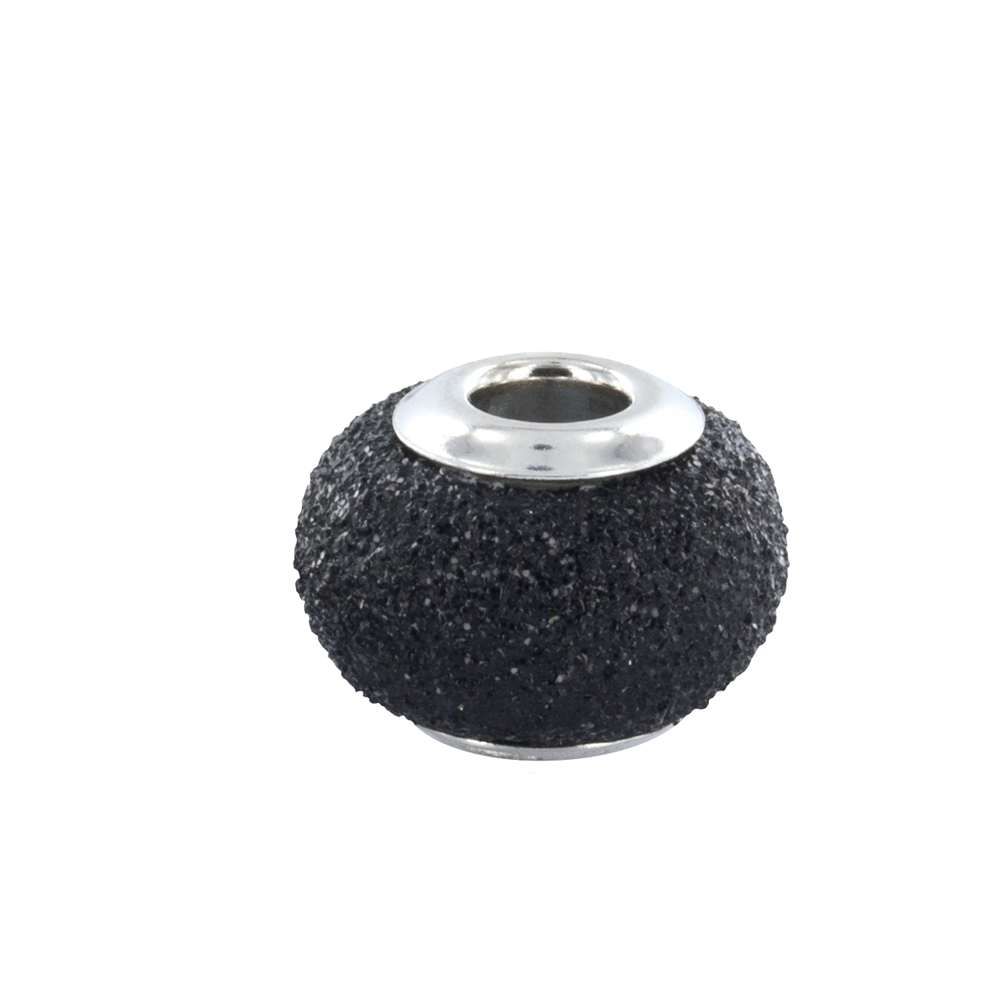 Perle Pailletée en argent 925/1000 rhodié ornée de cristaux de Swarovski® noirs