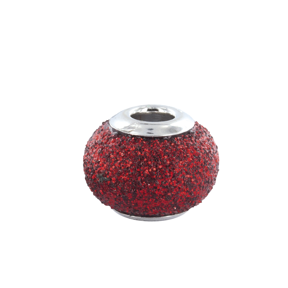 Perle Pailletée en argent 925/1000 rhodié ornée de cristaux de Swarovski® rouges