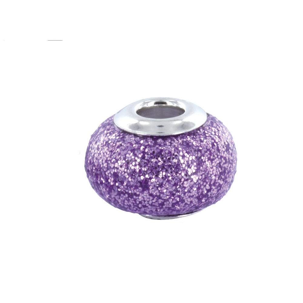 Perle Pailletée en argent 925/1000 rhodié ornée de cristaux de Swarovski® violets