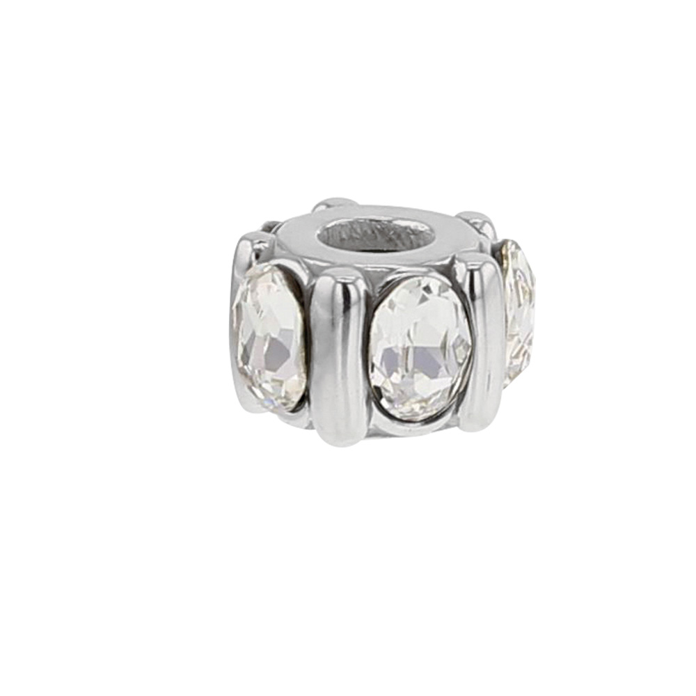 Perle 5 pierres en argent 925/1000 rhodié et ornée de cristaux de Swarovski® blancs