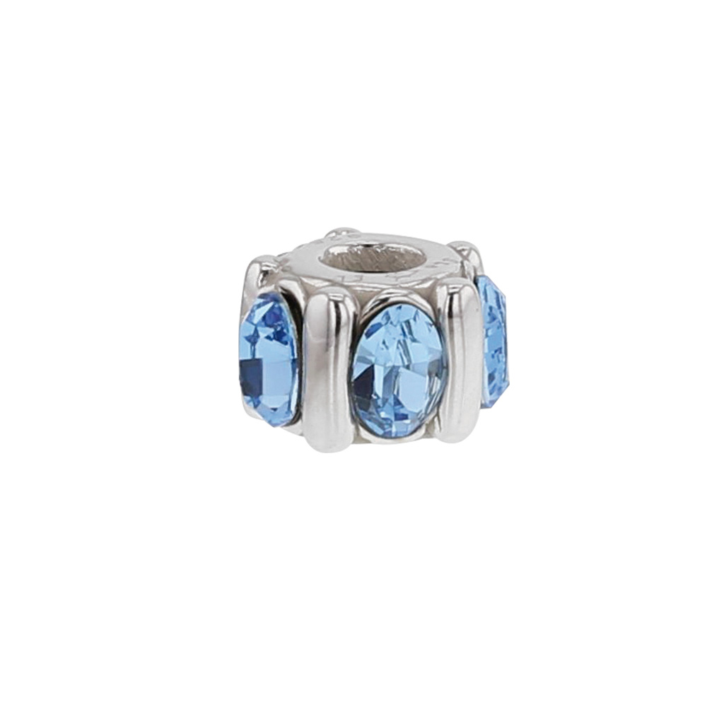 Perle 5 pierres en argent 925/1000 rhodié et ornée de cristaux de Swarovski® bleus