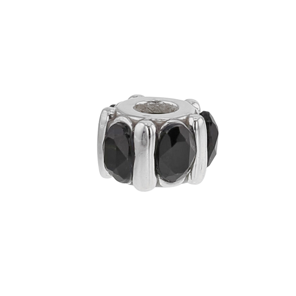 Perle 5 pierres en argent 925/1000 rhodié et ornée de cristaux de Swarovski® noirs