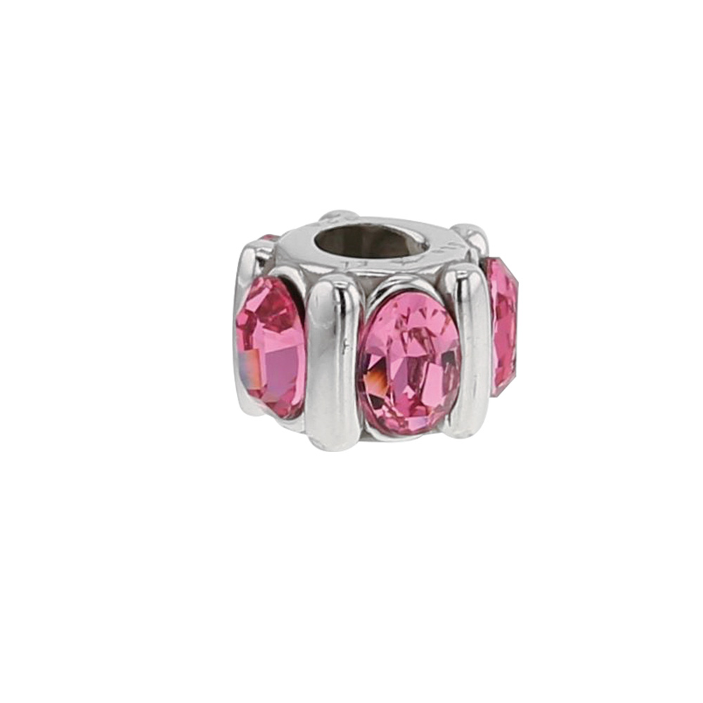 Perle 5 pierres en argent 925/1000 rhodié et ornée de cristaux de Swarovski® roses